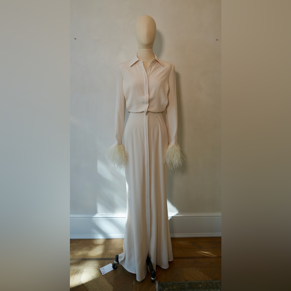 Roland Mouret Soft Cream Button-Front Blouse